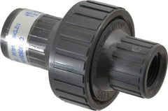 Plast-O-Matic - 1/2" PVC Check Valve - Inline, FNPT x FNPT, 150 WOG - Industrial Tool & Supply