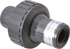 Plast-O-Matic - 1/2" PVC Check Valve - Inline, FNPT x FNPT, 150 WOG - Industrial Tool & Supply