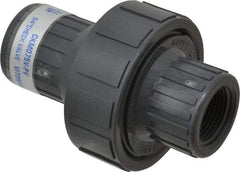 Plast-O-Matic - 3/4" PVC Check Valve - Inline, FNPT x FNPT, 150 WOG - Industrial Tool & Supply