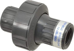 Plast-O-Matic - 3/4" PVC Check Valve - Inline, FNPT x FNPT, 150 WOG - Industrial Tool & Supply