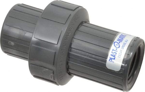 Plast-O-Matic - 1" PVC Check Valve - Inline, FNPT x FNPT, 150 WOG - Industrial Tool & Supply