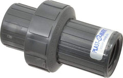 Plast-O-Matic - 1" PVC Check Valve - Inline, FNPT x FNPT, 150 WOG - Industrial Tool & Supply