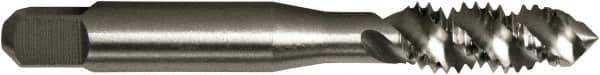 Made in USA - 3/8-16 UNC, 3 Flute, Bright Finish, High Speed Steel Spiral Point Tap - Plug Chamfer, Right Hand Thread, 2-15/16" OAL, 1-1/4" Thread Length, 9.68mm Shank Diam, 2B Class of Fit, Series 3112 - Exact Industrial Supply
