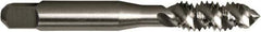 Made in USA - 3/8-16 UNC, 3 Flute, Bright Finish, High Speed Steel Spiral Point Tap - Plug Chamfer, Right Hand Thread, 2-15/16" OAL, 1-1/4" Thread Length, 9.68mm Shank Diam, 2B Class of Fit, Series 3112 - Exact Industrial Supply
