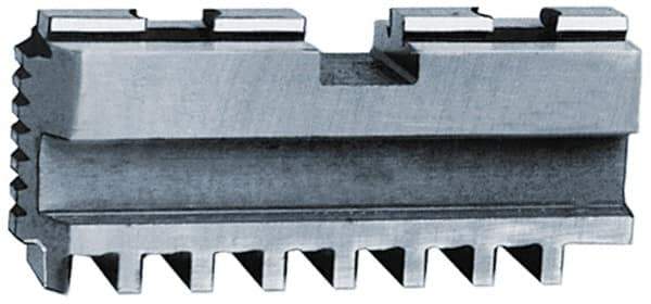 Bison - 5" Max Chuck Diam Compatibility, Steel Tongue & Groove Hard Lathe Master Jaws - 1/2" Groove Width, 0.7874" Wide x 2-1/8" Long x 1.102" High - Industrial Tool & Supply