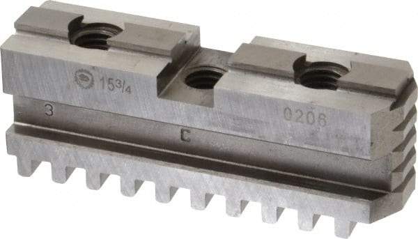 Bison - 15-3/4 to 16" Chuck Diam Compatibility, Steel Tongue & Groove Hard Lathe Master Jaws - 3/4" Groove Width, 1.4173" Wide x 5.1181" Long - Industrial Tool & Supply