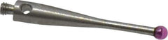 Fowler - 2 mm Ball Diameter, Stainless Steel Stem, M2 Thread, Ruby Point Ball Tip CMM Stylus - 20 mm Overall Length - Industrial Tool & Supply