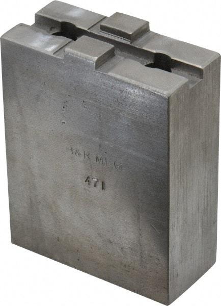 H & R Manufacturing - 5 to 6" Chuck Capacity, Tongue & Groove Attachment, Square Soft Lathe Chuck Jaw - Steel, 1-1/2" Btw Mount Hole Ctrs, 2-5/8" Long x 1-1/4" Wide x 3-3/8" High, 5/16" Groove - Industrial Tool & Supply