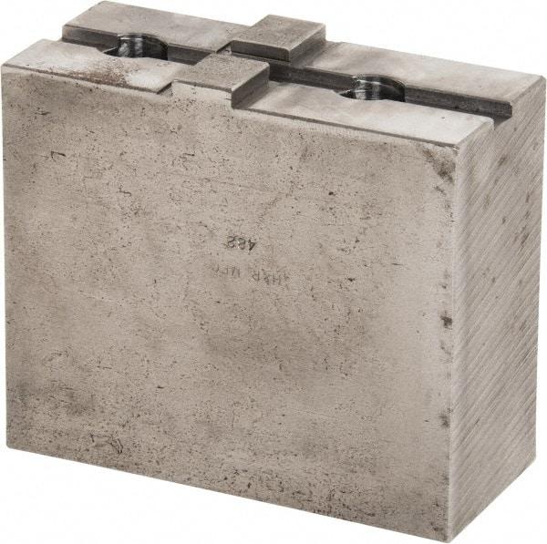 H & R Manufacturing - 24 to 36" Chuck Capacity, Tongue & Groove Attachment, Square Soft Lathe Chuck Jaw - Steel, 3" Btw Mount Hole Ctrs, 5-5/8" Long x 2-1/2" Wide x 4-13/16" High, 1/2" Groove - Industrial Tool & Supply