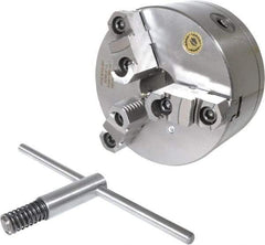 Bison - 3 Jaws, 6" Diam, Self Centering Manual Lathe Chuck - D1-4 Mount Spindle, Reversible, 3,000 Max RPM, 1.6535" Through Hole Diam, 0.0008" Axial Runout, 0.0012" Radial Runout, Cast Iron - Industrial Tool & Supply