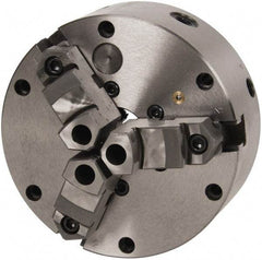 Interstate - 3 Jaws, 8" Diam, Self Centering Manual Lathe Chuck - Adjustable, Reversible, 2.264" Through Hole Diam, Cast Iron - Industrial Tool & Supply