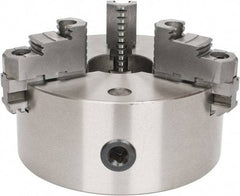 Interstate - 3 Jaws, 8" Diam, Self Centering Manual Lathe Chuck - D1-4 Mount Spindle, Reversible, 1.9685" Through Hole Diam, Cast Iron - Industrial Tool & Supply