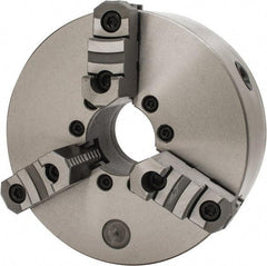 Interstate - 3 Jaws, 10" Diam, Self Centering Manual Lathe Chuck - D1-6 Mount Spindle, Reversible, 2.7559" Through Hole Diam, Cast Iron - Industrial Tool & Supply