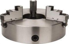 Interstate - 3 Jaws, 15" Diam, Self Centering Manual Lathe Chuck - Plain Back Mount Spindle, Reversible, 5.315" Through Hole Diam, 0.003" Axial Runout, Cast Iron - Industrial Tool & Supply