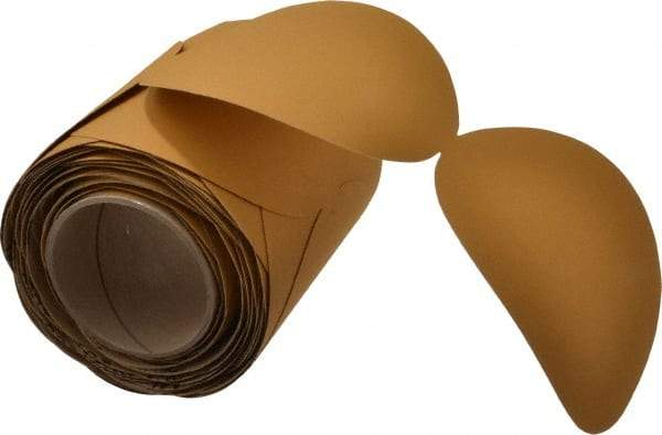 3M - 6" Diam, 180 Grit Aluminum Oxide Adhesive PSA Disc - Very Fine Grade, Gold, F Weighted Backing, Flexible, Use with Random Orbital Sanders - Industrial Tool & Supply