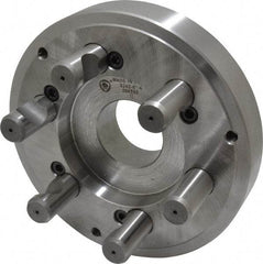Bison - Adapter Back Plate for 8" Diam Self Centering Lathe Chucks - D1-6 Mount, 2.165" Through Hole Diam, 4.33mm ID, 7.87" OD, 1.34" Flange Height, Steel - Industrial Tool & Supply