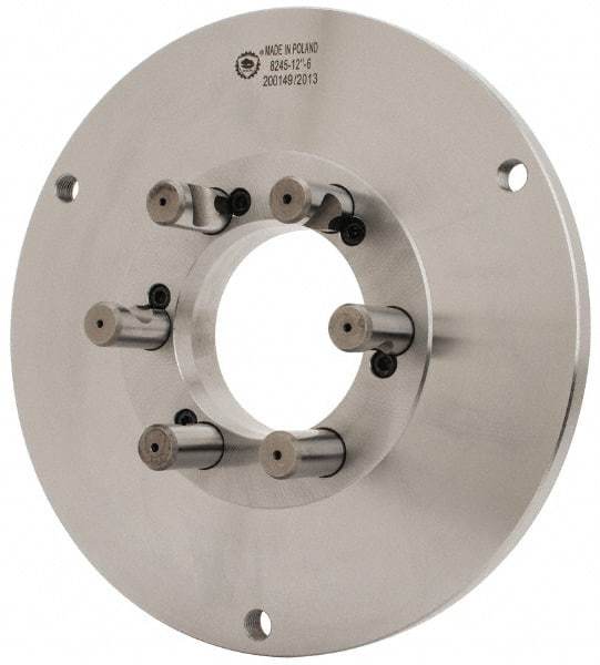Bison - Adapter Back Plate for 12-1/2" Diam Self Centering Lathe Chucks - D1-6 Mount, 4.055" Through Hole Diam, 7.086mm ID, 12.4" OD, 3/4" Flange Height, Steel - Industrial Tool & Supply