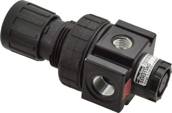 Parker - 3/8 NPT Port, 40 CFM, Zinc Economy Regulator - 2 to 125 psi Range, 300 Max psi Supply Pressure, 1/4" Gauge Port Thread, 2" Wide x 4.44" High - Industrial Tool & Supply