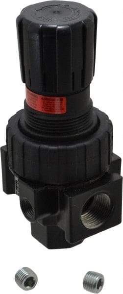 Parker - 3/4 NPT Port, 90 CFM, Zinc Standard Regulator - 2 to 125 psi Range, 250 Max psi Supply Pressure, 1/4" Gauge Port Thread, 3-1/4" Wide x 6.4" High - Industrial Tool & Supply