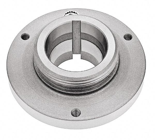 Bison - Adapter Back Plate for 6-1/4" Diam Self Centering Lathe Chucks - L-00 Mount, 2-3/4" Through Hole Diam, 5.51mm ID, 6.3" OD, 0.79" Flange Height, Steel - Industrial Tool & Supply