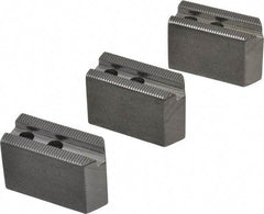 H & R Manufacturing - 5" Chuck Capacity, 1.5mm x 60° Serrated Attachment, Square Soft Lathe Chuck Jaw - 3 Jaws, Steel, 0.708" Btw Mount Hole Ctrs, 2-5/16" Long x 1" Wide x 1-1/2" High, 0.395" Groove, 8mm Fastener - Industrial Tool & Supply