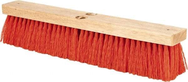 PRO-SOURCE - 18" Heavy Duty Synthetic Push Broom - 4" Bristle Length, Wood Block, Threaded Handle Connection - Industrial Tool & Supply
