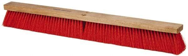 PRO-SOURCE - 30" Heavy Duty Synthetic Push Broom - 4" Bristle Length, Wood Block, Threaded Handle Connection - Industrial Tool & Supply