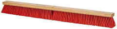PRO-SOURCE - 36" Heavy Duty Synthetic Push Broom - 4" Bristle Length, Wood Block, Threaded Handle Connection - Industrial Tool & Supply
