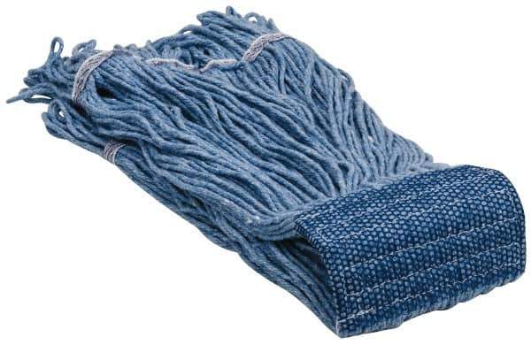 PRO-SOURCE - 5" Blue Head Band, Large Blended Fiber Loop End Mop Head - 4 Ply, Clamp Jaw Connection, Use for General Purpose - Industrial Tool & Supply
