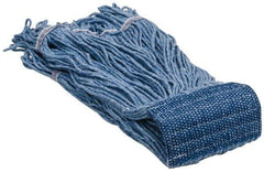 PRO-SOURCE - 5" Blue Head Band, Large Blended Fiber Loop End Mop Head - 4 Ply, Clamp Jaw Connection, Use for General Purpose - Industrial Tool & Supply