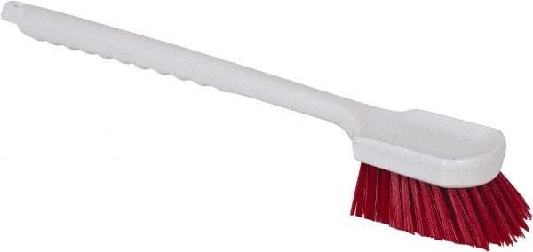 PRO-SOURCE - 1-1/2" Bristle Length, Polypropylene Utility Scrub Brush - 20" OAL, Red, Plastic Block - Industrial Tool & Supply