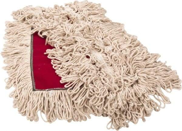 PRO-SOURCE - 36" Long x 3-1/2" Wide Yarn Blend Dust Mop Head - Snap-On, Red, Looped Head, Launderable - Industrial Tool & Supply