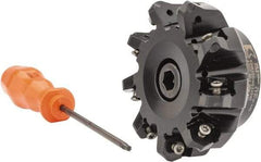 Kennametal - 3" Cut Diam, 1" Arbor Hole, 4.51mm Max Depth of Cut, 45° Indexable Chamfer & Angle Face Mill - 9 Inserts, HNGJ 535-GD Insert, Right Hand Cut, 9 Flutes, Through Coolant, Series KSHR - Industrial Tool & Supply