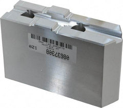 Masterman & Kovil - 10" Chuck Capacity, Tongue & Groove Attachment, Square Soft Lathe Chuck Jaw - 1 Jaw, Aluminum, 2-1/8" Btw Mount Hole Ctrs, 4.6mm Long x 1-1/2" Wide x 3" High, 1/2" Groove - Industrial Tool & Supply