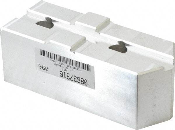 Masterman & Kovil - 12" Chuck Capacity, Tongue & Groove Attachment, Square Soft Lathe Chuck Jaw - 1 Jaw, Aluminum, 2-1/2" Btw Mount Hole Ctrs, 5.1mm Long x 2" Wide x 2" High, 1/2" Groove - Industrial Tool & Supply