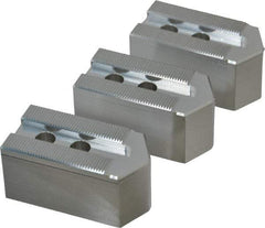 Masterman & Kovil - 6" Chuck Capacity, 1.5mm x 60° Serrated Attachment, Square Soft Lathe Chuck Jaw - 3 Jaws, Aluminum, 0.787" Btw Mount Hole Ctrs, 3mm Long x 1-1/2" Wide x 1-1/2" High, 0.473" Groove, 10mm Fastener - Industrial Tool & Supply