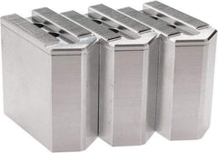 Masterman & Kovil - 6" Chuck Capacity, 1.5mm x 60° Serrated Attachment, Square Soft Lathe Chuck Jaw - 3 Jaws, Aluminum, 0.787" Btw Mount Hole Ctrs, 3mm Long x 1-1/2" Wide x 3" High, 0.473" Groove, 10mm Fastener - Industrial Tool & Supply