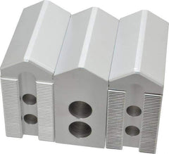 Masterman & Kovil - 6" Chuck Capacity, 1.5mm x 60° Serrated Attachment, Square Soft Lathe Chuck Jaw - 3 Jaws, Aluminum, 0.787" Btw Mount Hole Ctrs, 3mm Long x 1-1/2" Wide x 3" High, 0.473" Groove, 10mm Fastener - Industrial Tool & Supply