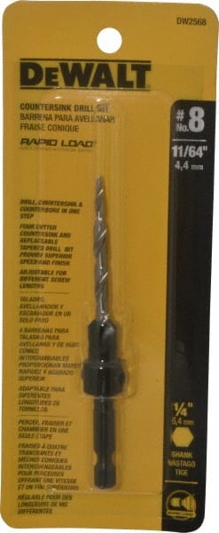 DeWALT - #8 Cutter Diam, 11/64" Drill Compatibility, Adjustable Depth Drill Countersink - Industrial Tool & Supply