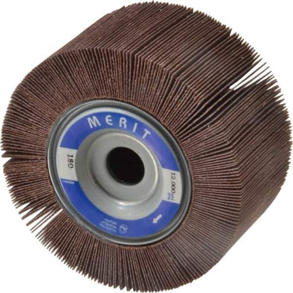 Merit Abrasives - 4" Diam, 180 Grit Aluminum Oxide Unmounted Flap Wheel - 5/8" Hole, 2" Wide, Coated, Very Fine Grade, 12,000 Max RPM , Cloth Backing - Industrial Tool & Supply