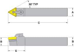 Dorian Tool - MTEN, Neutral Cut, 0° Lead Angle, 1-1/4" Shank Height x 1-1/4" Shank Width, Negative Rake Indexable Turning Toolholder - 6" OAL, TN..54. Insert Compatibility, Series Multi-Option - Industrial Tool & Supply
