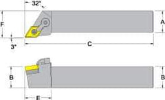 Dorian Tool - MDJN, Left Hand Cut, 3° Lead Angle, 1" Shank Height x 1" Shank Width, Negative Rake Indexable Turning Toolholder - 6" OAL, DN..54. Insert Compatibility, Series Multi-Option - Industrial Tool & Supply