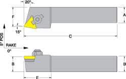 Dorian Tool - CTRP, Left Hand Cut, 15° Lead Angle, 5/8" Shank Height x 5/8" Shank Width, Neutral Rake Indexable Turning Toolholder - 4-1/2" OAL, TP..22.. Insert Compatibility, Series Clamp Type - Industrial Tool & Supply