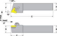 Dorian Tool - CTRP, Left Hand Cut, 15° Lead Angle, 5/8" Shank Height x 5/8" Shank Width, Neutral Rake Indexable Turning Toolholder - 4-1/2" OAL, TP..22.. Insert Compatibility, Series Clamp Type - Industrial Tool & Supply