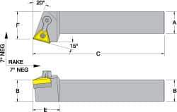 Dorian Tool - MTRN, Right Hand Cut, 15° Lead Angle, 1/2" Shank Height x 1/2" Shank Width, Negative Rake Indexable Turning Toolholder - 4" OAL, TN..22. Insert Compatibility, Series Multi-Option - Industrial Tool & Supply
