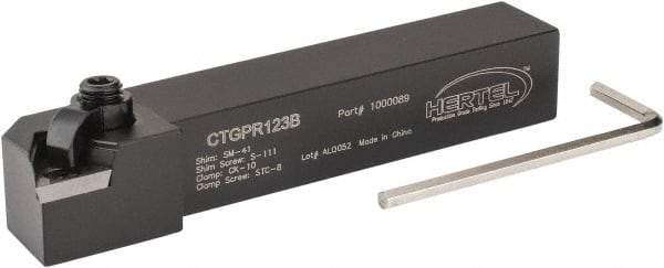 Hertel - CTGP, Right Hand Cut, 3/4" Shank Height x 3/4" Shank Width, Positive Rake Indexable Turning Toolholder - 4-1/2" OAL, TP.. 322 Insert Compatibility, Series Clamp Type - Industrial Tool & Supply