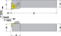 Dorian Tool - MTFN, Left Hand Cut, 1" Shank Height x 1" Shank Width, Negative Rake Indexable Turning Toolholder - 6" OAL, TN..43. Insert Compatibility, Series Multi-Option - Industrial Tool & Supply