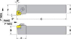 Dorian Tool - MCLN, Right Hand Cut, 5° Lead Angle, 1-1/4" Shank Height x 1-1/4" Shank Width, Negative Rake Indexable Turning Toolholder - 6" OAL, CN..64. Insert Compatibility, Series Multi-Option - Industrial Tool & Supply