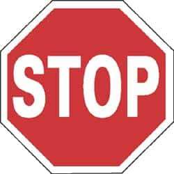 NMC - "Stop", 24" Wide x 24" High, Aluminum Stop & Yield Signs - 0.08" Thick, White on Red, Engineer Grade Reflectivity, Octagon, Post Mount - Industrial Tool & Supply