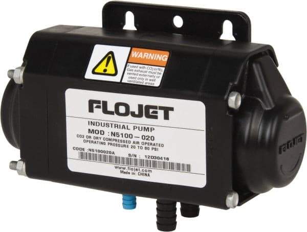 FloJet - 3/8" NPT, Nonmetallic, Air Operated Diaphragm Pump - Viton Diaphragm, Acetal Coplymer Housing - Industrial Tool & Supply